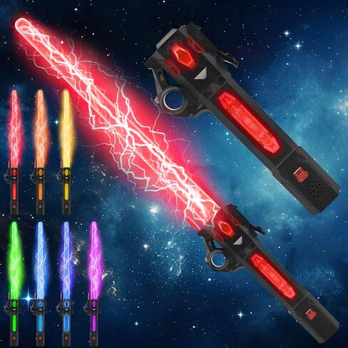 Light Up Sword, Flashing Dueling Sabers for Kids with FX Sound Retractable Blade, 7 Light Color War Warriors Weapon Toy, Cool Halloween Cosplay Costume Party Decoration Christmas Birthday Gift Silver in Saudi Arabia