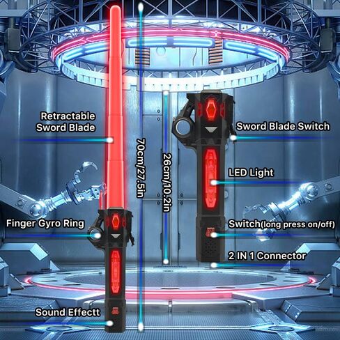 Light Up Sword, Flashing Dueling Sabers for Kids with FX Sound Retractable Blade, 7 Light Color War Warriors Weapon Toy, Cool Halloween Cosplay Costume Party Decoration Christmas Birthday Gift Silver in Saudi Arabia