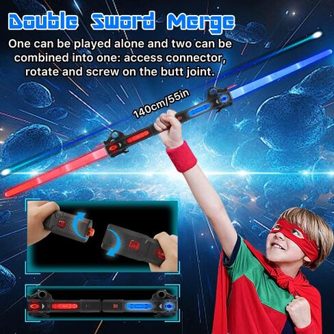 Light Up Sword, Flashing Dueling Sabers for Kids with FX Sound Retractable Blade, 7 Light Color War Warriors Weapon Toy, Cool Halloween Cosplay Costume Party Decoration Christmas Birthday Gift Silver in Saudi Arabia