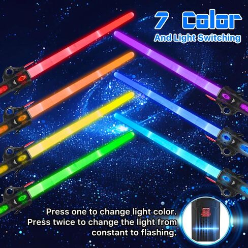 Light Up Sword, Flashing Dueling Sabers for Kids with FX Sound Retractable Blade, 7 Light Color War Warriors Weapon Toy, Cool Halloween Cosplay Costume Party Decoration Christmas Birthday Gift Silver in Saudi Arabia