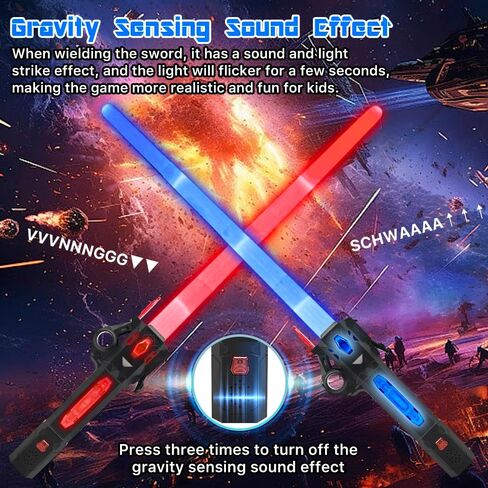 Light Up Sword, Flashing Dueling Sabers for Kids with FX Sound Retractable Blade, 7 Light Color War Warriors Weapon Toy, Cool Halloween Cosplay Costume Party Decoration Christmas Birthday Gift Silver in Saudi Arabia