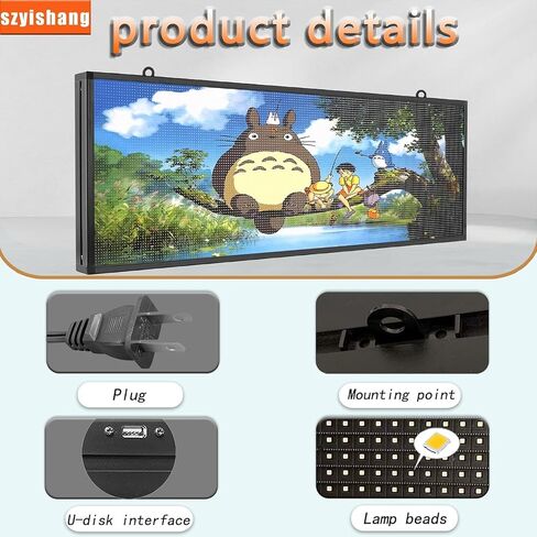 P5 علامة LED قابلة للبرمجة (39 "× 14") ، تم ترقيتها في الهواء الطلق RGB لوحة الرسائل الرقمية الكاملة ، تدعم تشغيل الفيديو والصور ، التحكم في WiFi & USB ، عرض الإعلانات LED للأعمال التجارية in Saudi Arabia