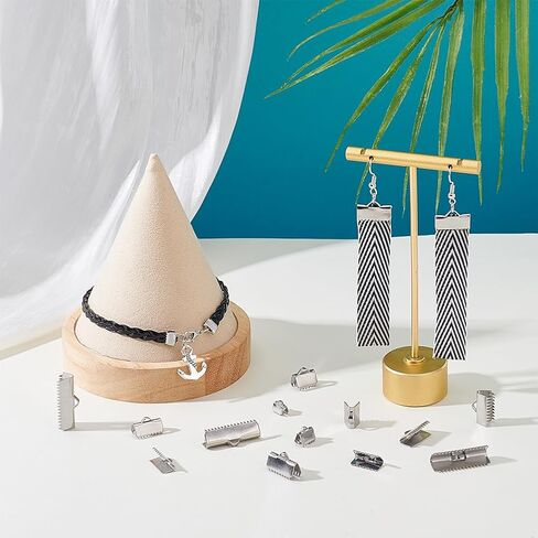 UniCraftale 60pcs 6 أحجام أطراف الشريط المستطيل مع المشابك الفولاذ المقاوم للصدأ الشريط الذهبي تنهي in Kuwait