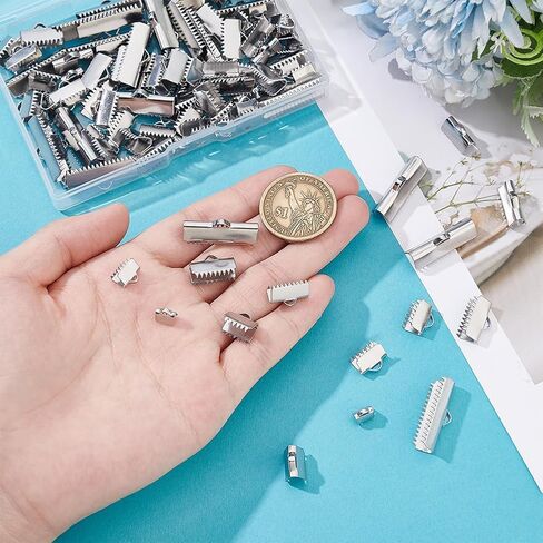 UniCraftale 60pcs 6 أحجام أطراف الشريط المستطيل مع المشابك الفولاذ المقاوم للصدأ الشريط الذهبي تنهي in Kuwait