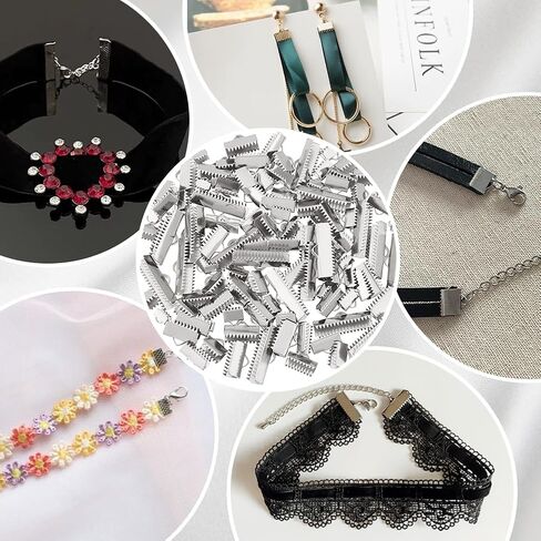 UniCraftale 60pcs 6 أحجام أطراف الشريط المستطيل مع المشابك الفولاذ المقاوم للصدأ الشريط الذهبي تنهي in Kuwait