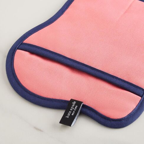 Kate Spade New York Festive Cocktail Heat Resistant, 100% Cotton with Hanging Loop, Slip Resistant Pot Holder 2-Pack Set, Pink/Navy Blue, 8"x6.5" in Saudi Arabia