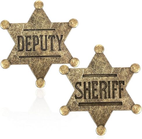 2 Pcs Metal Sheriff Badge Branded Sheriff Deputy Badge Sheriffs Badges Cowboy Party Decoration Police Badges Medallion Pins for School Carnival Prizes Party Bag Gift Fillers in Kuwait