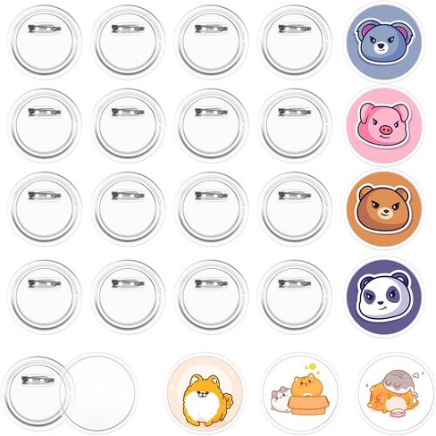 20Pcs Custom Pins, 1.7 Inch Clear Acrylic Button Pins, Round Button Making Kit for DIY Badges, Photo Buttons for School Projects Nijigen Animation Craft Supplies in Saudi Arabia