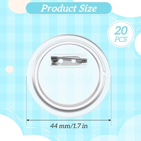 20Pcs Custom Pins, 1.7 Inch Clear Acrylic Button Pins, Round Button Making Kit for DIY Badges, Photo Buttons for School Projects Nijigen Animation Craft Supplies in Saudi Arabia