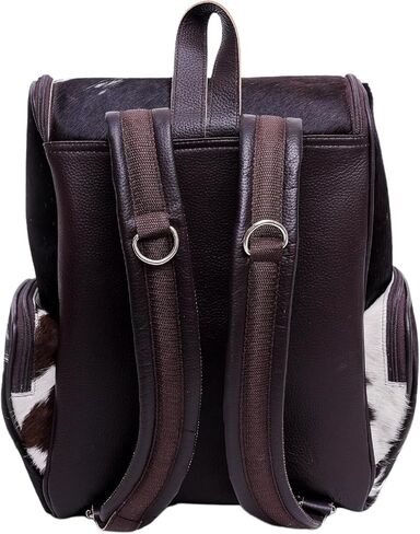 Luxury Cowhide Backpack for Travel - Fringe Tan Hair‑On Full‑Grain Real Leather, Western Diaper Bag Laptop Sleeve, Durable Zippers, Multiple Compartments, Adjustable Straps, Perfect for Travel in Saudi Arabia