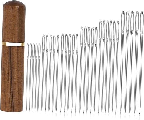 30x دبابيس خياطة كبيرة للعين مع حجة تخزين خشبية دبابيس دبابيس الفولاذ المقاوم للصدأ دبابيس حياكة تطريز يدوي in Kuwait