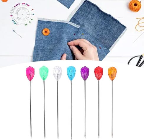 100pcs دبوس رأس الدبوس الماس على شكل باقات زهرية شفافة مستقيمة دبابيس خياطة للملابس النسيج صنع الباقات ملصقات تثبيت الورق البلاستيكية غير القابل للصدأ in Saudi Arabia