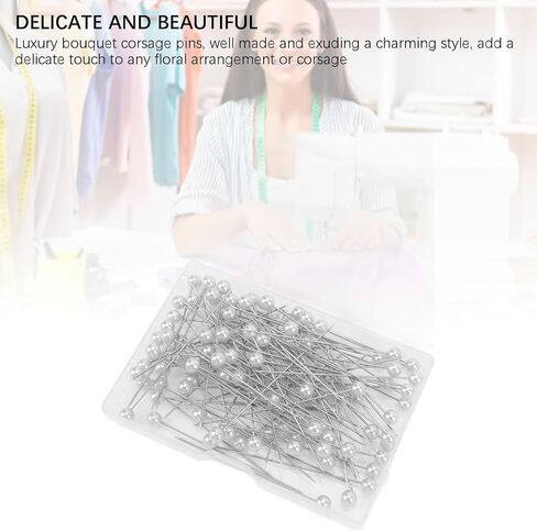 Pearlized Ball Head Pins Luxury Delicate Decorative Straight Pins for Floral Arrangements Corsage Fabric Crafts Acrylic Stainless Steel 6.5cm 100Pcs with Storage Box (Orange) in Saudi Arabia