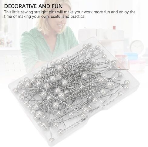 Pearlized Ball Head Pins Luxury Delicate Decorative Straight Pins for Floral Arrangements Corsage Fabric Crafts Acrylic Stainless Steel 6.5cm 100Pcs with Storage Box (Orange) in Saudi Arabia