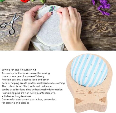 دبابيس الخياطة Yechiry ، دبابيس تحديد المواقع ، دبابيس تثبيت الخياطة 80 قطعة مع pincushion على شكل قط لطيف لخياطة مشاريع الحرف اليدوية in Kuwait