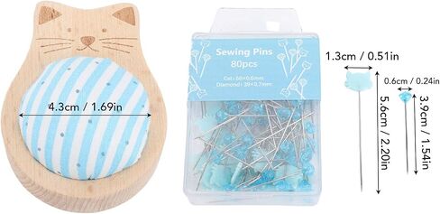 دبابيس الخياطة Yechiry ، دبابيس تحديد المواقع ، دبابيس تثبيت الخياطة 80 قطعة مع pincushion على شكل قط لطيف لخياطة مشاريع الحرف اليدوية in Kuwait