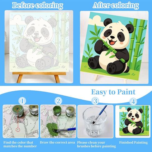 Arttoplus 4 Pack Paint by Numbers Kit for Frame ، Frame Animals ، طلاء الأطفال بأرقام تتراوح أعمارهم بين 4-6-8 مع الحامل الخشبي ، وسهل اللوحة الزيتية الأكريلية DIY من خلال رقم هدية جدار المنزل (8 × 8 بوصة) in Kuwait