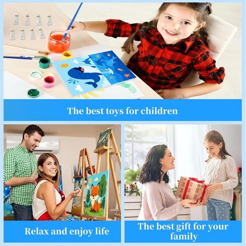 Arttoplus 4 Pack Paint by Numbers Kit for Frame ، Frame Animals ، طلاء الأطفال بأرقام تتراوح أعمارهم بين 4-6-8 مع الحامل الخشبي ، وسهل اللوحة الزيتية الأكريلية DIY من خلال رقم هدية جدار المنزل (8 × 8 بوصة) in Kuwait