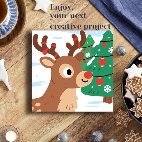 4 حزمة عيد الميلاد طلاء أرقام أرقام للأطفال (مع إطار)-الطلاء حسب العدد للأطفال ، سهلة أكريليك مائية لوحة زيت مجموعات زيت الطفل 5-8-12-12-13 ديكور الجدار (8x8in) in Kuwait