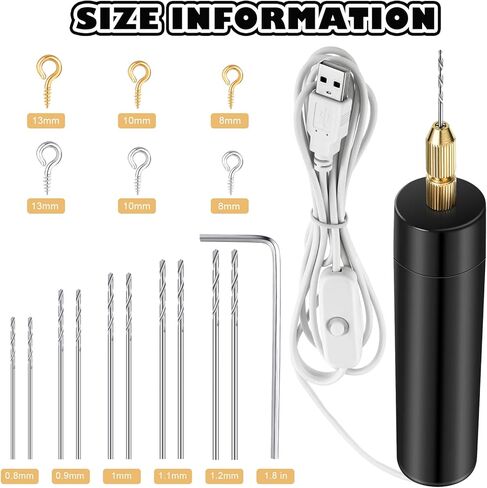 Electric Resin Drill Set, Including 300 Gold Silver Eye Screws, 10 Twist Drill Bits Tools, Electric Mini Drill with Wrench Hex Pin Vise for Casting Resin DIY Molds Keychain Craft Making in Saudi Arabia