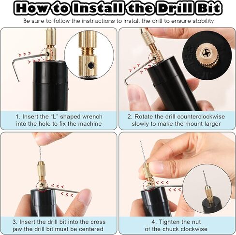 Electric Resin Drill Set, Including 300 Gold Silver Eye Screws, 10 Twist Drill Bits Tools, Electric Mini Drill with Wrench Hex Pin Vise for Casting Resin DIY Molds Keychain Craft Making in Saudi Arabia