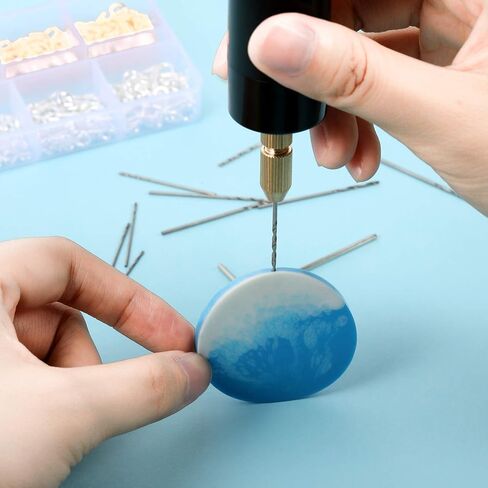 Electric Resin Drill Set, Including 300 Gold Silver Eye Screws, 10 Twist Drill Bits Tools, Electric Mini Drill with Wrench Hex Pin Vise for Casting Resin DIY Molds Keychain Craft Making in Saudi Arabia