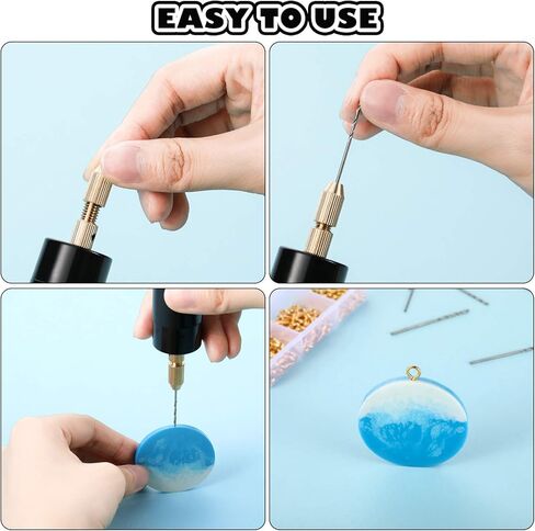 Electric Resin Drill Set, Including 300 Gold Silver Eye Screws, 10 Twist Drill Bits Tools, Electric Mini Drill with Wrench Hex Pin Vise for Casting Resin DIY Molds Keychain Craft Making in Saudi Arabia