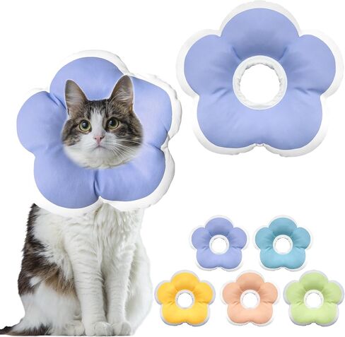 Cat Cone Collar Soft, Waterproof Cats Cones to Stop Licking After Surgery, Adjustable Soft Elizabeth Cats Collars for Wound Healing, Flower Shape Cat Recovery Collar (Pastel Orange, X-Small) in Saudi Arabia