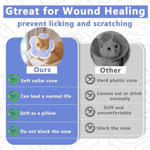 Cat Cone Collar Soft, Waterproof Cats Cones to Stop Licking After Surgery, Adjustable Soft Elizabeth Cats Collars for Wound Healing, Flower Shape Cat Recovery Collar (Pastel Orange, X-Small) in Saudi Arabia