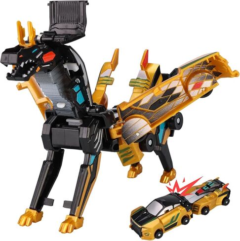 تصادم تحويل سيارة ديناصور ، سيارات مغناطيسية 2 في 1 تتحول إلى دينو ، لعبة ديناصورات روبوت للأطفال 3-5 هدية عيد ميلاد عيد الميلاد المثالية للبنين (الذهب اللامع) in Kuwait