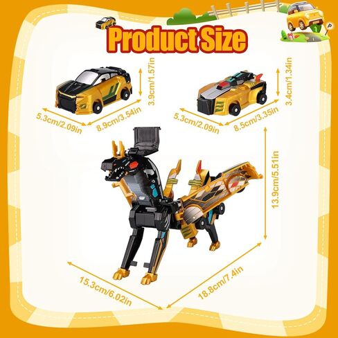 تصادم تحويل سيارة ديناصور ، سيارات مغناطيسية 2 في 1 تتحول إلى دينو ، لعبة ديناصورات روبوت للأطفال 3-5 هدية عيد ميلاد عيد الميلاد المثالية للبنين (الذهب اللامع) in Kuwait