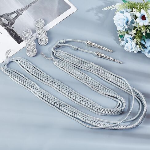 Webeedy 3 PCS apaults الكتف الرمادي Aiguillette كتف الحبل وشارة الكتف المضفر التقليدية للرجال النساء العسكريون زي Cosplay Costume DIY ملابس عيد الفصح عيد الفصح التبعية in Saudi Arabia