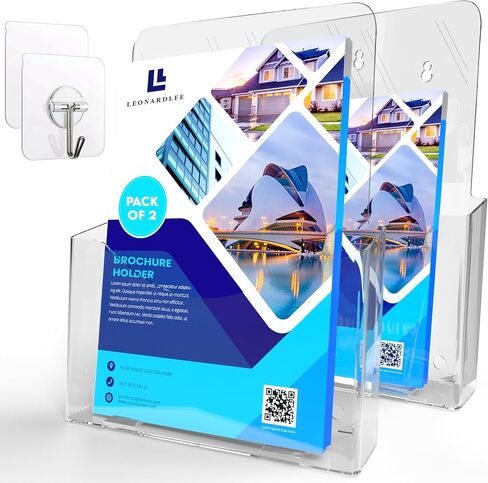 حامل الكتيب 8.5 × 11 بوصة ، حاملات الأدب البلاستيكي الأكريليك حامل بطاقة حامل حامل نشرة واضحة ، مجلة ، كتيب ، حامل الكتيب TRIFOLD ، مكتب أو حائط حائط 2 من 2 in Saudi Arabia