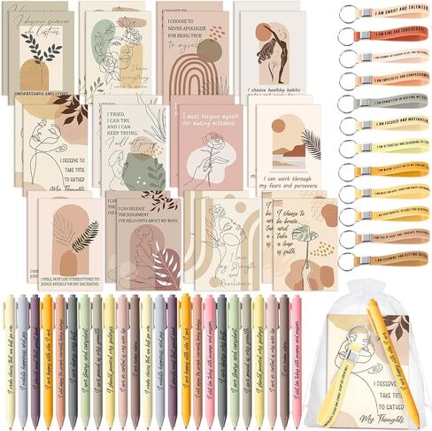 Mooliwe 24 Set Positive Affirmation Gift Set Gratitude Notebooks with Pens Keychains Small Bags Motivational Party Favors for Adult Women Coworkers Employee Group (Prayer) in Saudi Arabia