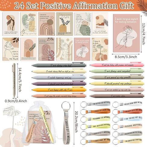 Mooliwe 24 Set Positive Affirmation Gift Set Gratitude Notebooks with Pens Keychains Small Bags Motivational Party Favors for Adult Women Coworkers Employee Group (Prayer) in Saudi Arabia