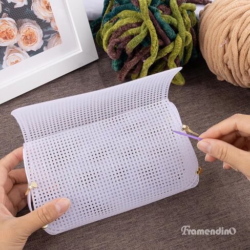 Framendino ، 6 صفائح من القماش البلاستيكي حزمة من أدوات تطريز فارغة لصنع أكياس الكروشيه DIY in Saudi Arabia