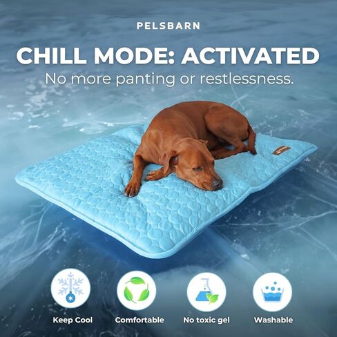 Pelsbarn Dog Cooling Mat- Ice Silk Summer Comfort, Self Cooling, Non-Slip Dog Pad, Durable & Washable, Mat for Large Dogs 65x95 cm, Support Shelter Dogs with Every Purchase (Beige) in Saudi Arabia