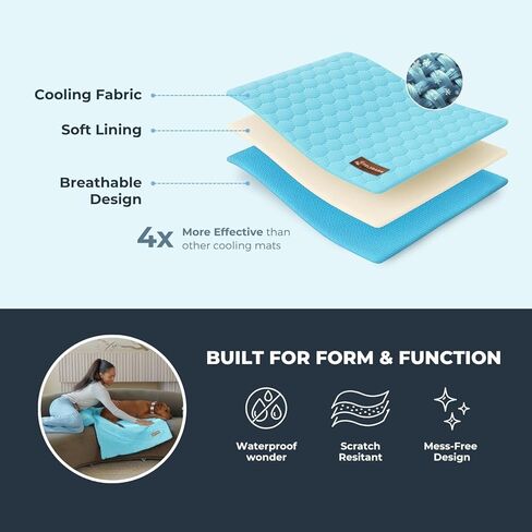 Pelsbarn Dog Cooling Mat- Ice Silk Summer Comfort, Self Cooling, Non-Slip Dog Pad, Durable & Washable, Mat for Large Dogs 65x95 cm, Support Shelter Dogs with Every Purchase (Beige) in Saudi Arabia