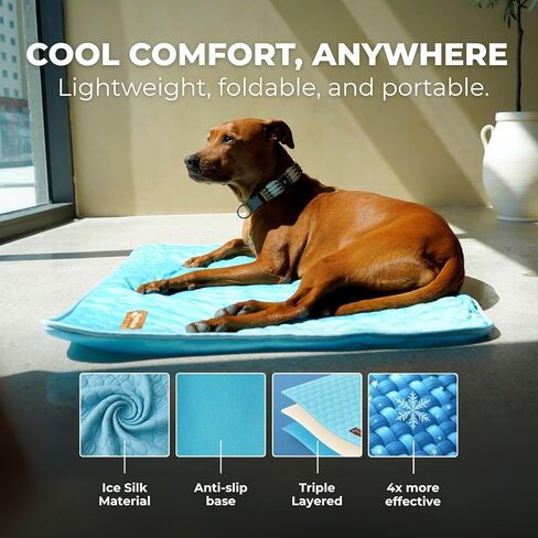Pelsbarn Dog Cooling Mat- Ice Silk Summer Comfort, Self Cooling, Non-Slip Dog Pad, Durable & Washable, Mat for Large Dogs 65x95 cm, Support Shelter Dogs with Every Purchase (Beige) in Saudi Arabia
