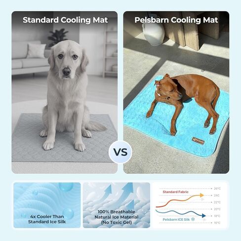 Pelsbarn Dog Cooling Mat- Ice Silk Summer Comfort, Self Cooling, Non-Slip Dog Pad, Durable & Washable, Mat for Large Dogs 65x95 cm, Support Shelter Dogs with Every Purchase (Beige) in Saudi Arabia
