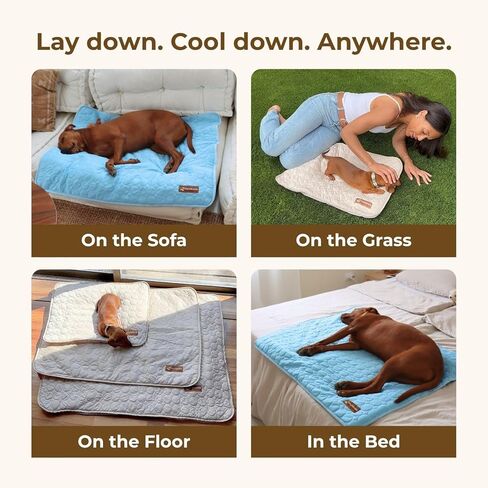 Pelsbarn Dog Cooling Mat- Ice Silk Summer Comfort, Self Cooling, Non-Slip Dog Pad, Durable & Washable, Mat for Large Dogs 65x95 cm, Support Shelter Dogs with Every Purchase (Beige) in Saudi Arabia