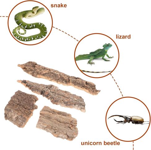 4pcs Natural Cork Bark Bits Reptile Bark Bedding Flat Cork Bedding Terrariums Substrate for Snake Spiders Bearded Dragons Frogs Tank Supplies in Saudi Arabia