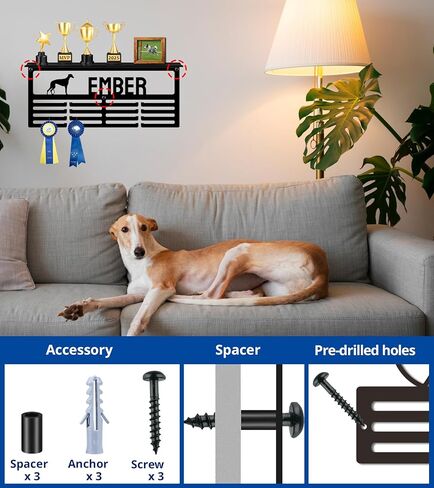 Personalized Medal Hanger Display – Custom Medal Holder, 16", 18", 20" Sizes with Name, Color & Sport Icon – Running, Soccer, Gymnastics, Race, Pickleball in Kuwait