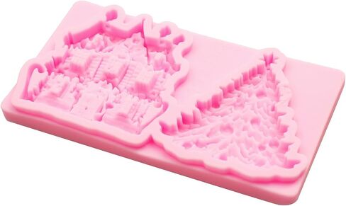 Christmas Tree Silicone Molds, Set of 2, Street Lamp Snow House Fondant Molds for Cake Decoration Clay DIY Crafts in Saudi Arabia