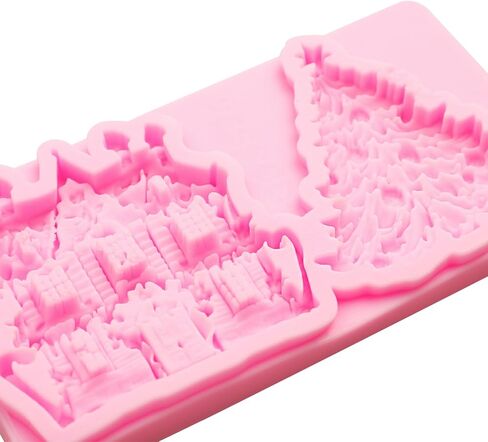 Christmas Tree Silicone Molds, Set of 2, Street Lamp Snow House Fondant Molds for Cake Decoration Clay DIY Crafts in Saudi Arabia