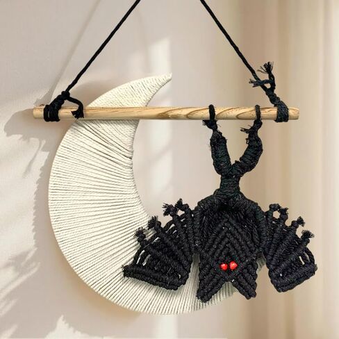 Halloween Party Macrame Wall Hangings, Handmade Boho Witchy Spooky Holiday Indoor Outdoor Decor for Haunted House, Entryway, Fireplace, Porch (2, Ghost) in Saudi Arabia