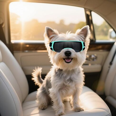 PETLESO Small Dog Goggles, Anti-UV Dog Sunglasses for Outdoor Driving Cycling Riding Hiking, Windproof Dustproof Snowproof Eye Protection, Pet Eye Wear with Adjustable Strap, Silver in Saudi Arabia