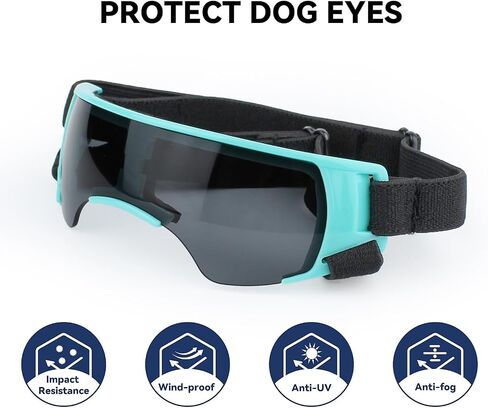 PETLESO Small Dog Goggles, Anti-UV Dog Sunglasses for Outdoor Driving Cycling Riding Hiking, Windproof Dustproof Snowproof Eye Protection, Pet Eye Wear with Adjustable Strap, Silver in Saudi Arabia