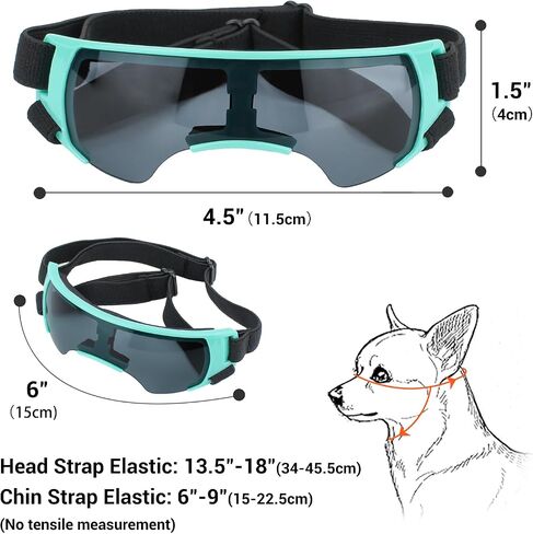 PETLESO Small Dog Goggles, Anti-UV Dog Sunglasses for Outdoor Driving Cycling Riding Hiking, Windproof Dustproof Snowproof Eye Protection, Pet Eye Wear with Adjustable Strap, Silver in Saudi Arabia