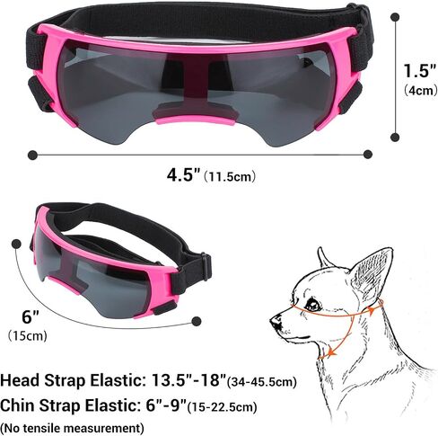 PETLESO Small Dog Goggles, Anti-UV Dog Sunglasses for Outdoor Driving Cycling Riding Hiking, Windproof Dustproof Snowproof Eye Protection, Pet Eye Wear with Adjustable Strap, Silver in Kuwait
